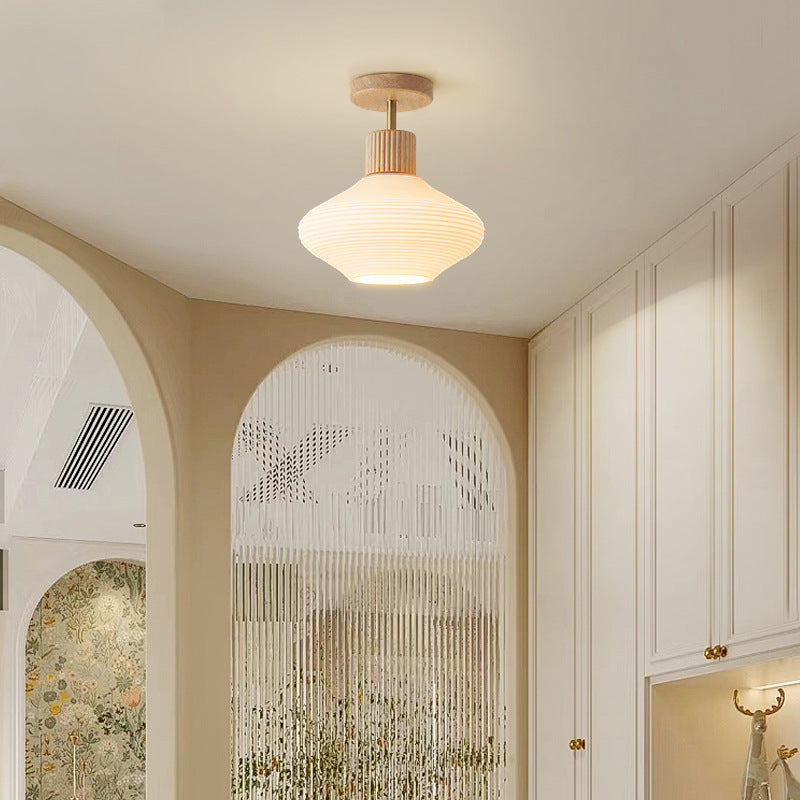 Nordic Log Striped Glass Oval Ceiling Light