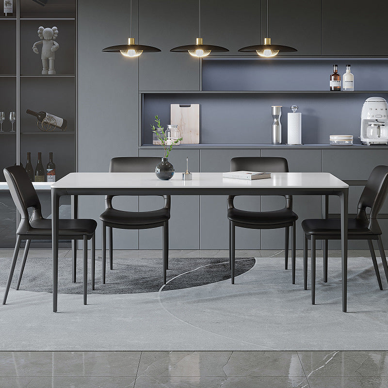 Minimalist Curved-Seat Leather Steel Dining Chair