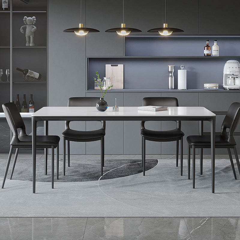 Minimalist Curved-Seat Leather Steel Dining Chair