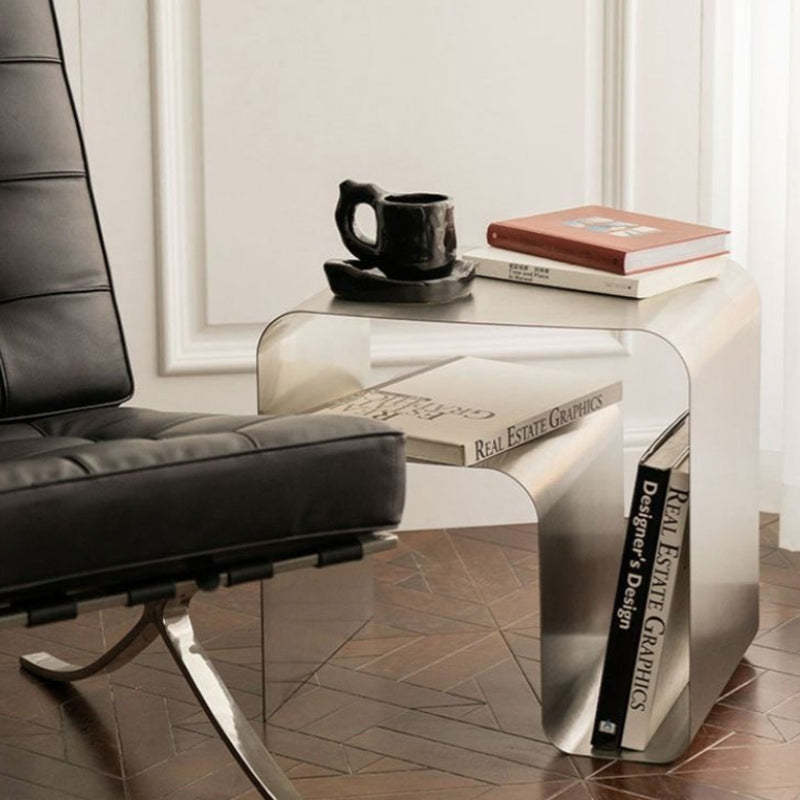 Minimalist Curved Steel Side Table