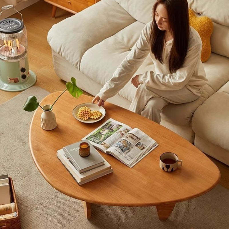 Japanese Triangle Rubberwood Coffee Table