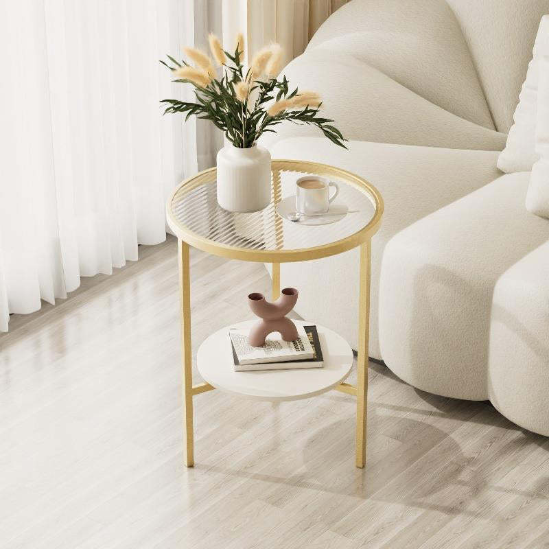 Minimalist Glass Sintered Stone Round Coffee Table 1-Shelf