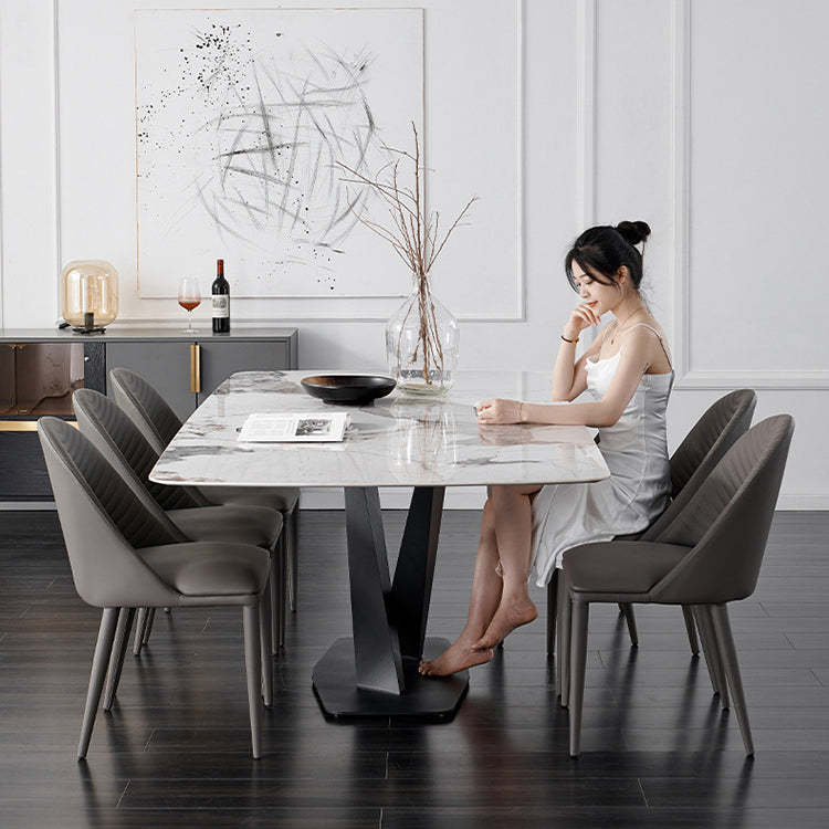 Nordic Arched Leather Rectangular Dining Chair