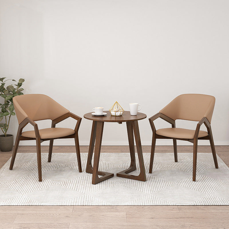 Contemporary Leather Wood Dining Chair