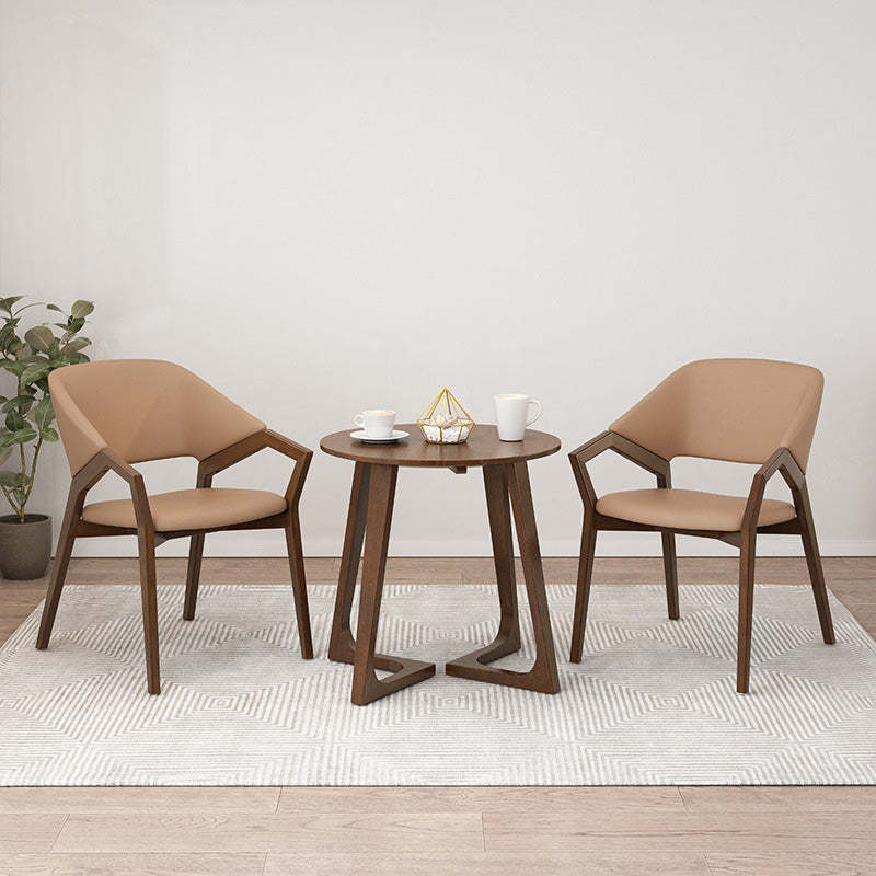 Contemporary Leather Wood Dining Chair