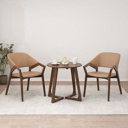 Contemporary Leather Wood Dining Chair