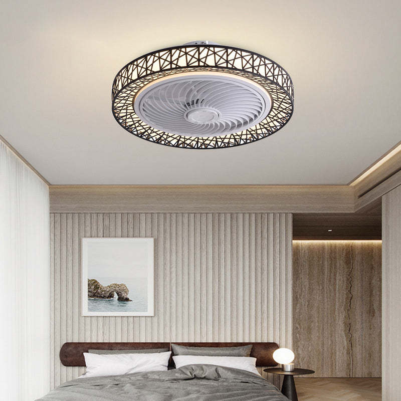 Luxury Round Lace LED Flush Mount Ceiling Fan Light