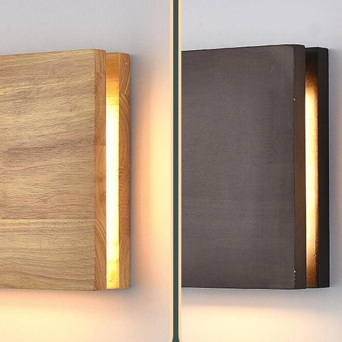 Japanese Wabi-Sabi Log Wood Rectangular LED Sconce
