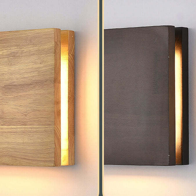 Japanese Wabi-Sabi Log Wood Rectangular LED Sconce