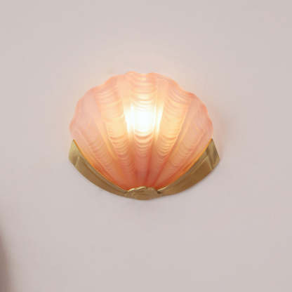 Art Deco Shell Brass Glass Wall Sconce