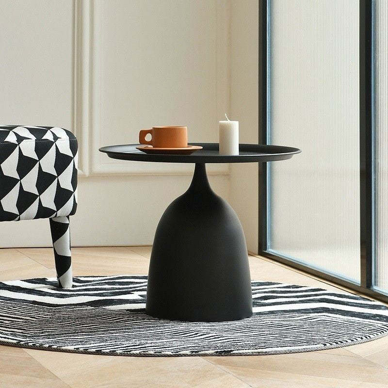 Lighom minimalist cylinder end black end & side tables — 18.11" H x 15.75" Dia