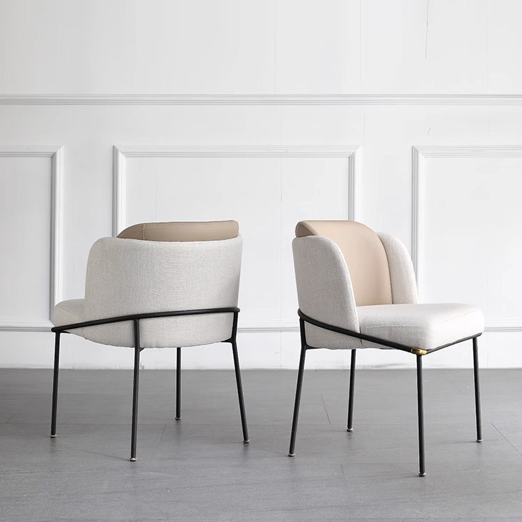 Lighom nordic beige dining chairs & benches in leather steel fabric