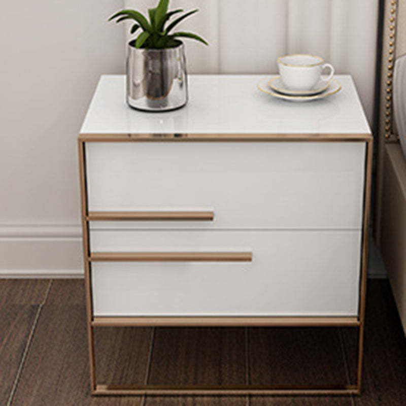 Modern Cubic Solid Wood Steel Nightstand
