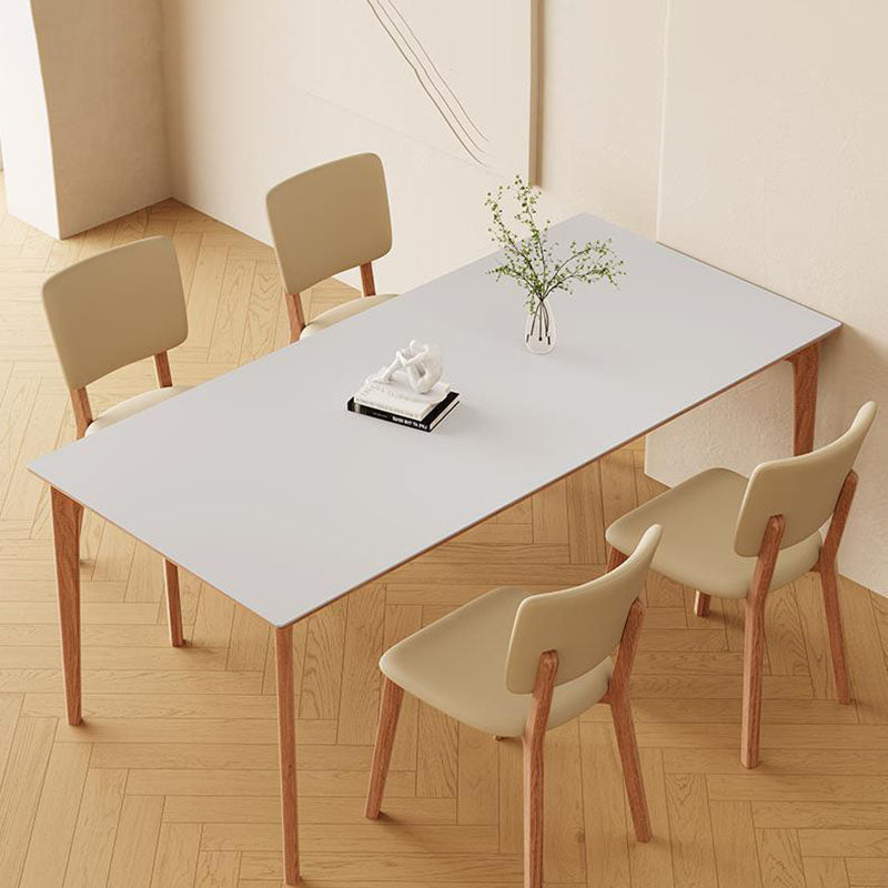 Minimalist Square Wood Leather Armless Chair
