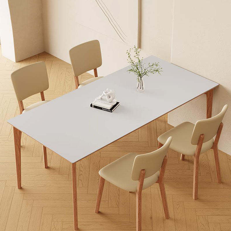 Minimalist Square Wood Leather Armless Chair