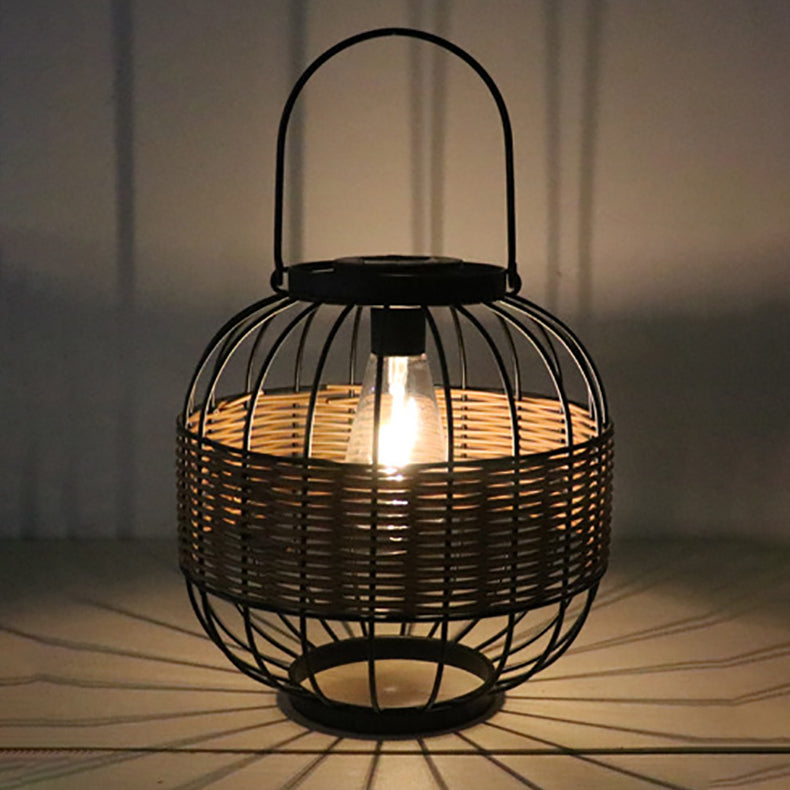 Vintage Rattan Iron Ball Outdoor Light