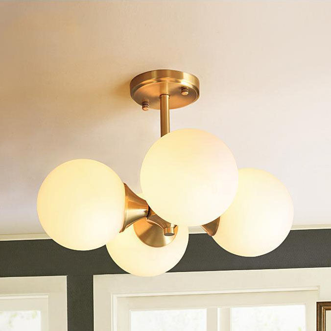 Gold glass globe ball chandeliers - mid-century — 220V-240V (UK/AU)