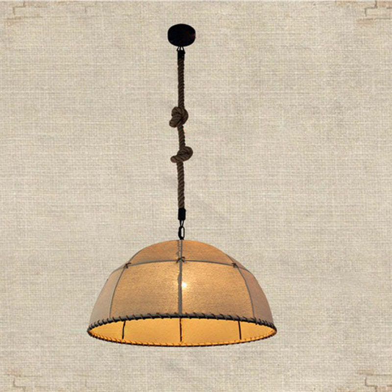 Traditional Rustic Fabric Semicircle Pendant Light