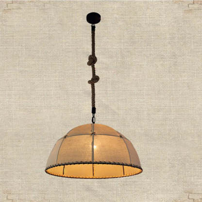 Traditional Rustic Fabric Semicircle Pendant Light