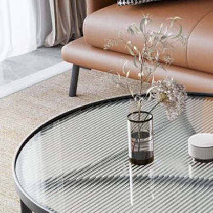 Nordic Round Glass Iron 3-Leg Coffee Table