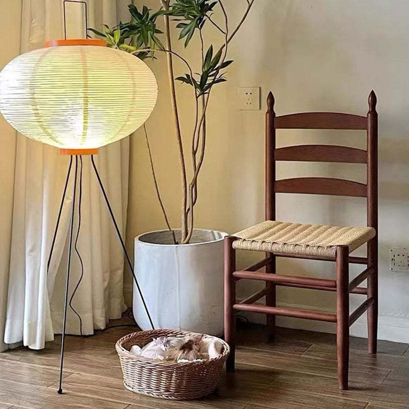 Retro Woven Rubberwood Cord Dining Chair