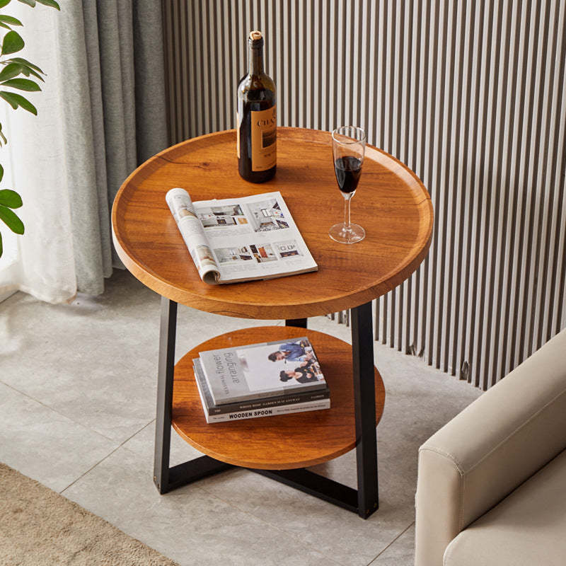 Nordic Round Iron 2-Tier Coffee Table — 1 - Tier / Wood Color