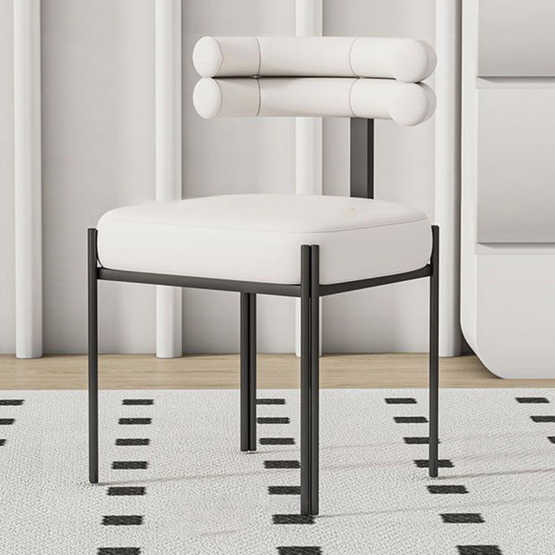 Contemporary Half-Arc Leather Metal Dining Chair