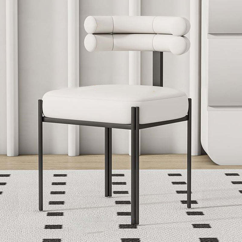 Contemporary Half-Arc Leather Metal Dining Chair