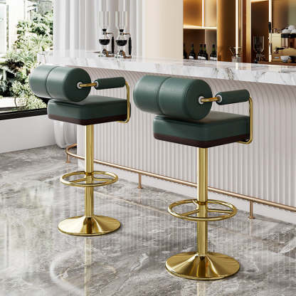 Minimalist Leather Cylinder Bar Stool — Beige