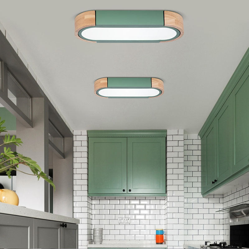Scandinavian Long Oval Iron Flush Mount Light