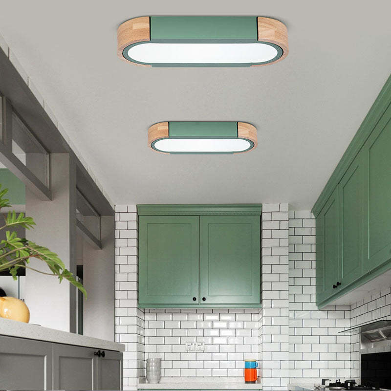 Scandinavian Long Oval Iron Flush Mount Light