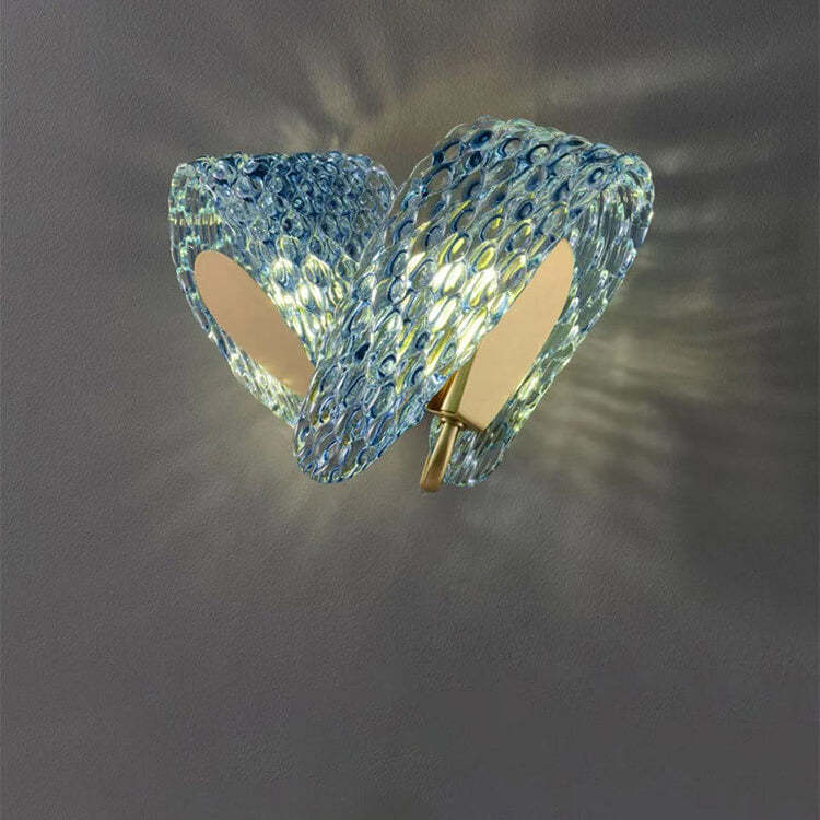 Modern Luxury Blue Floral Glass Sconce — Warm Light (3000K) / 110V-120V For US/CA