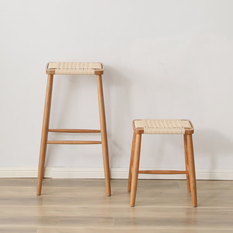 Japanese Rope Woven Wooden Bar Stool