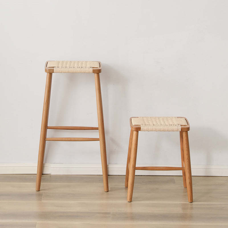 Japanese Rope Woven Wooden Bar Stool