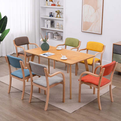 Modern Fabric Wood Curved Dining Chair
