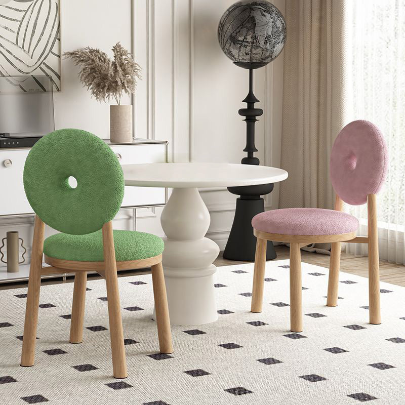 Scandinavian Lambswool Wood Iron Vanity Stool