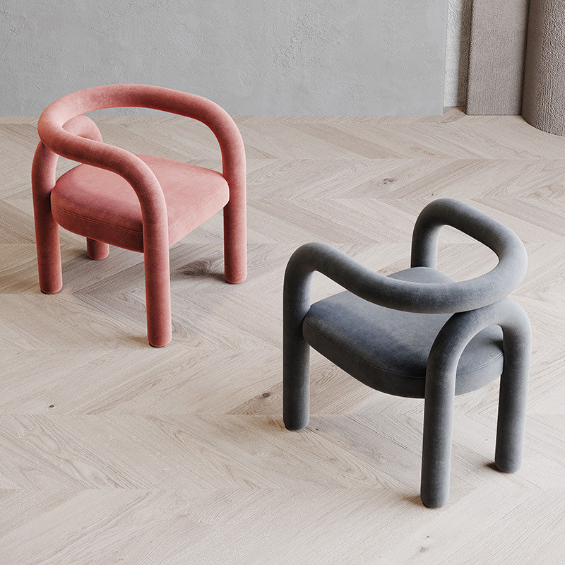 Scandinavian Curved Velvet Steel Armchair