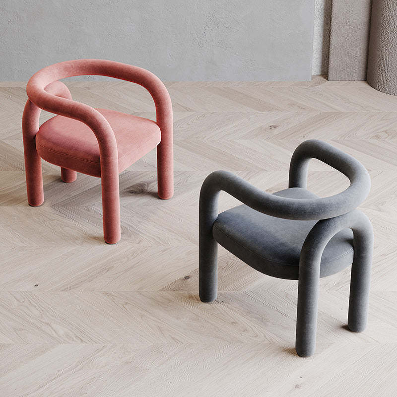 Scandinavian Curved Velvet Steel Armchair