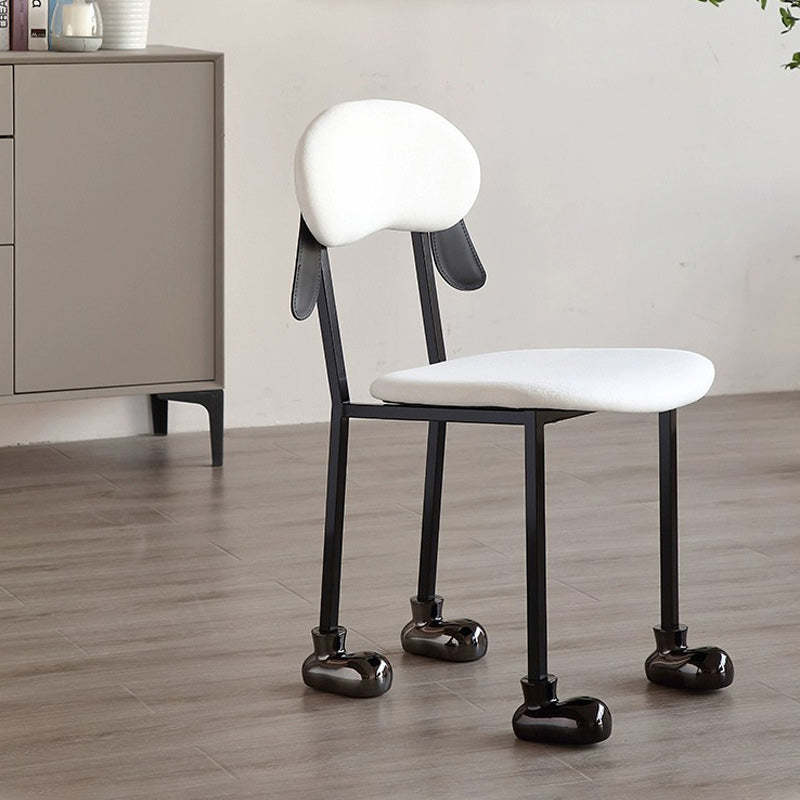 Contemporary Puppy Velvet Stainless Steel Open-Back Chair