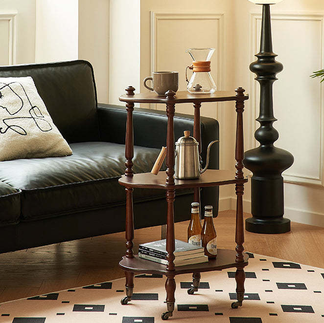 Vintage Wood End Table on Wheels