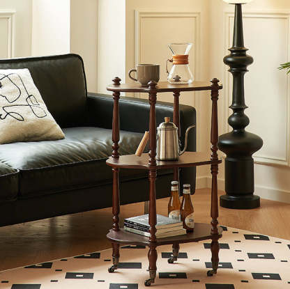 Vintage Wood End Table on Wheels