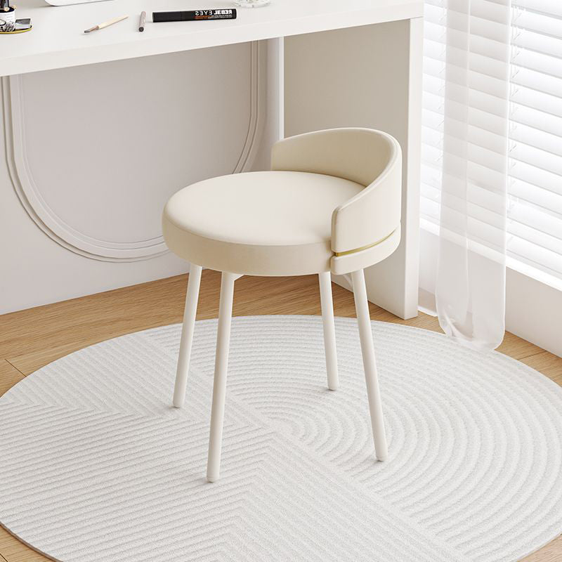 Minimalist Round Leather Iron Vanity Stool