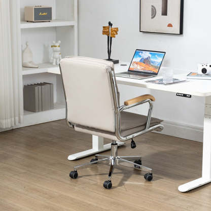 Minimalist PU Leather Steel Desk Chair