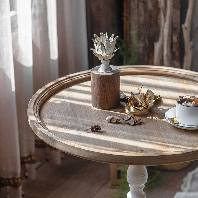 Minimalist Round Wood Iron Coffee Table