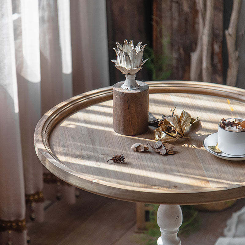 Minimalist Round Wood Iron Coffee Table