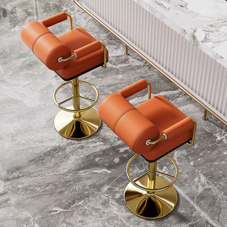 Lighom luxury height-adjustable leather metal bar & counter stools