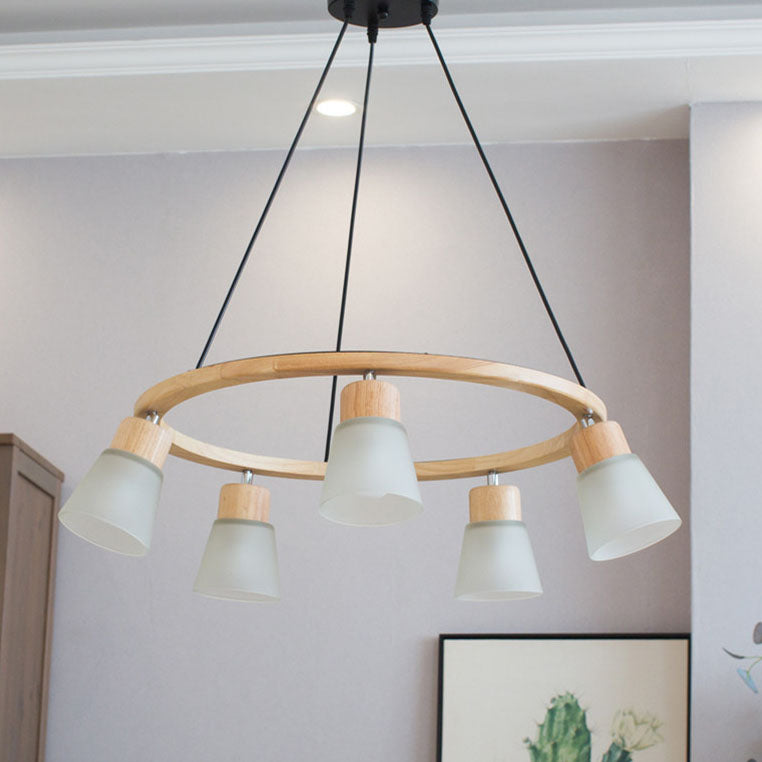 Nordic Minimalist Solid Wood Bird Chandelier