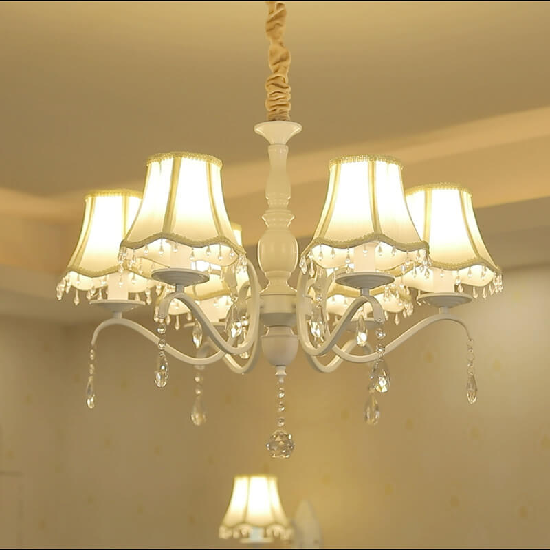Modern Cone Iron Crystal Fabric Chandelier