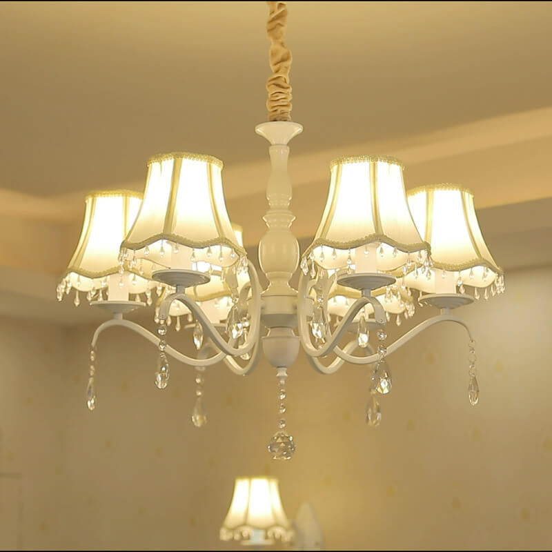 Modern Cone Iron Crystal Fabric Chandelier