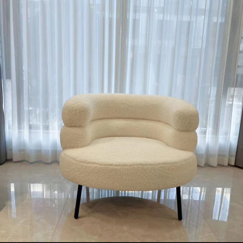 Nordic Round Lambswool Upholstered Vanity Stool